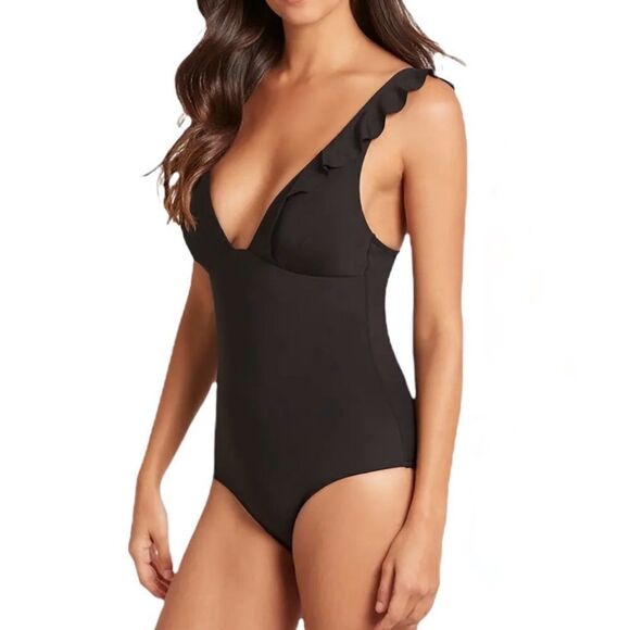 SEA LEVEL Black Frill One-Piece Swimsuit! - Picture 7 of 7